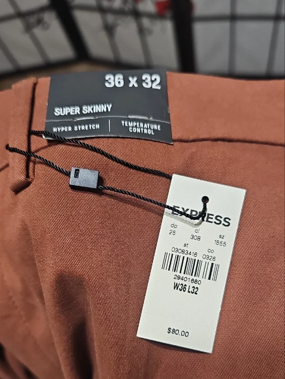 Express Brown Chino Pants - Super Skinny Fit Size 36x32 New